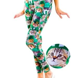 Tipsy Elves St. Patricks Day Cat Leggings Size XS